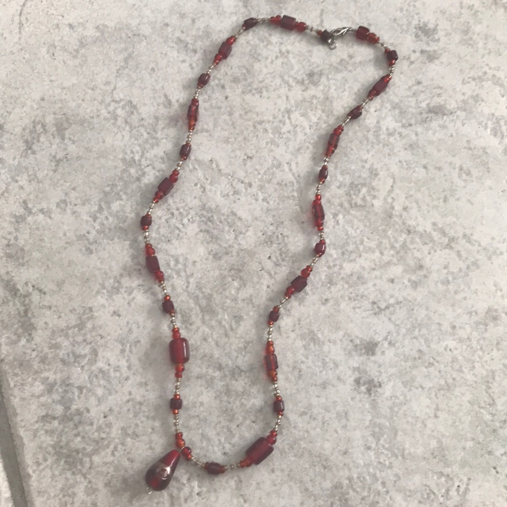 Red and Gold Beaded Necklace